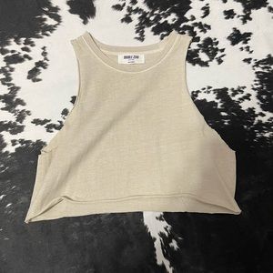 Double Zero Crop Raw Hem Tank